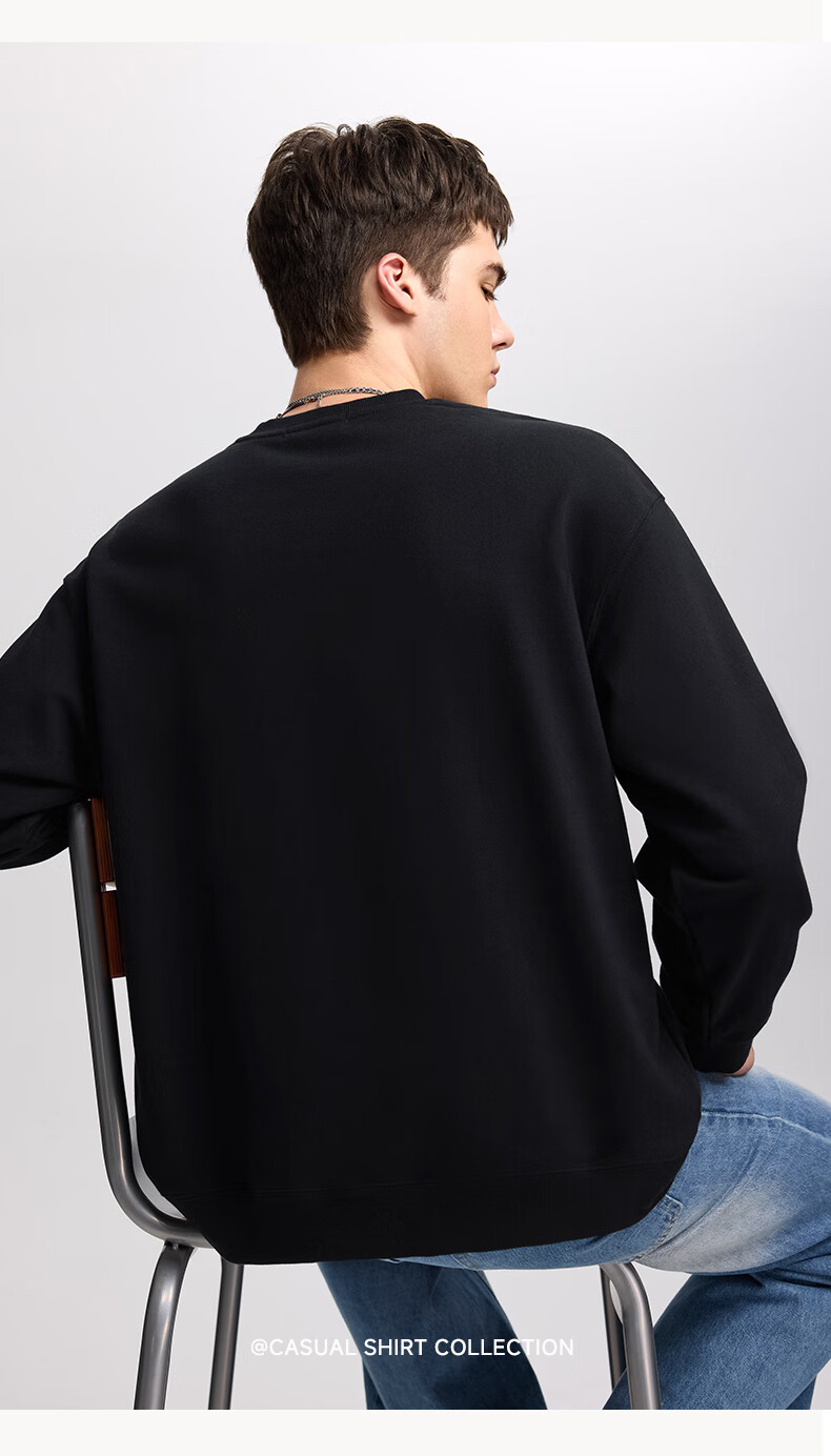 Mark Fairwhale Fleece-Lined Crewneck Sweatshirt Men Autumn Winter 2026 New Loose Warm Long Sleeve Casual Top Dark Gray L 16