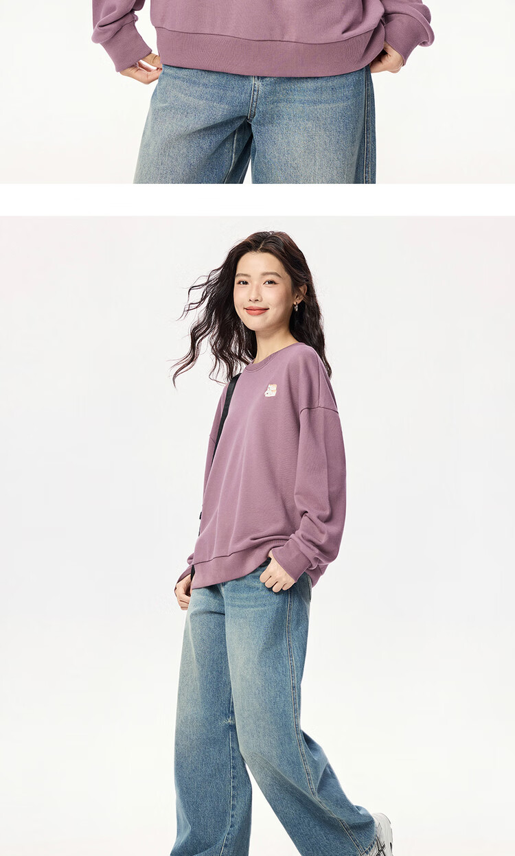 Giordano Women's Autumn Winter Embroidered Pullover Sweatshirt Loose Casual Crew Neck Top 05395781 14