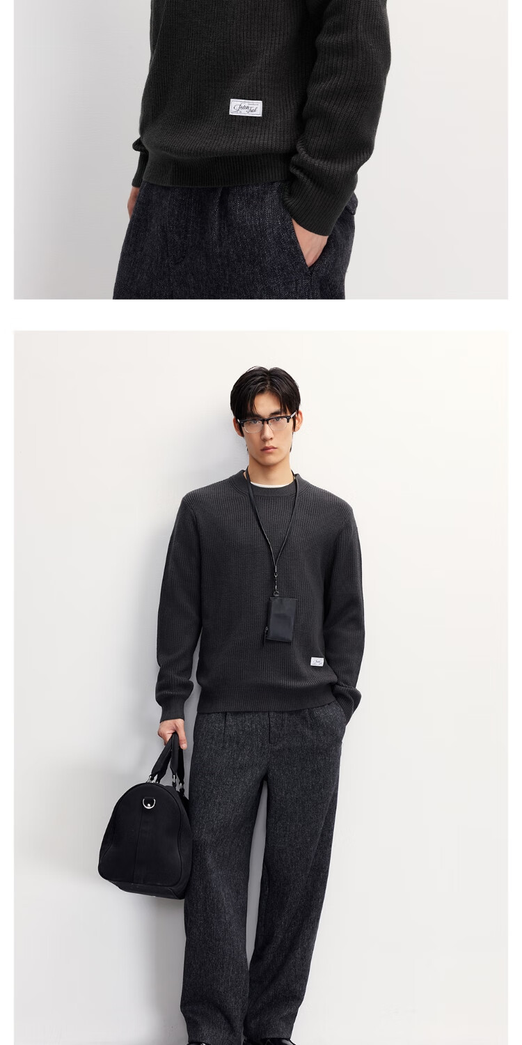 JACK&JONES Men's Autumn Solid Color Wool Knit Sweater Machine Washable Commuter Long Sleeve Top 225313029 17