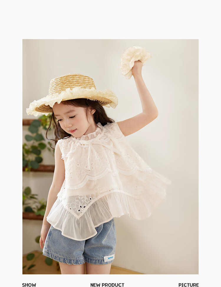LUSON Children's Clothing, Baby Lace Hollow-Out Dress, Girls' Sleeveless Tank Top And Blouse Set, Summer 2025 9