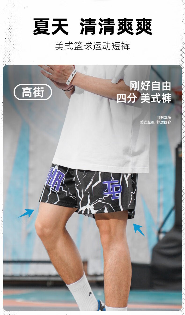 BKCXZICE SMVP Lightning Print American Retro Basketball Shorts, Quick-Drying Breathable Mesh Running Sports Fitness Pants Beach Shorts 7