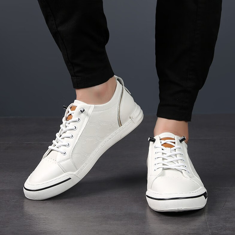 caldicekris中国ck纯牛皮小白鞋男潮流百搭软面真皮男鞋子免系带欧洲