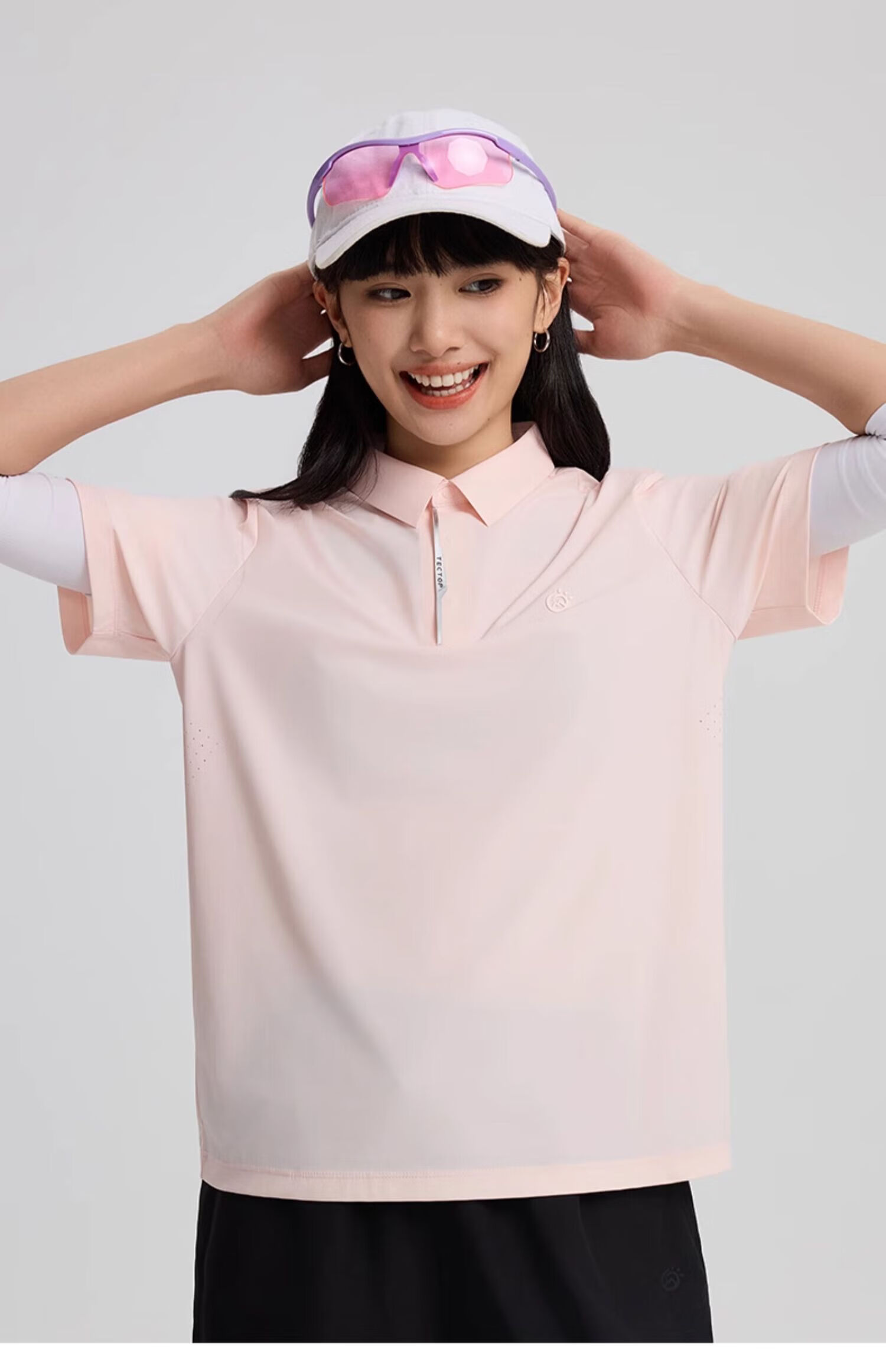 TECTOP Women's Dawn Gray Quick-Dry Short Sleeve Polo Shirt Summer Sun Protection Ice Silk Cooling S 31