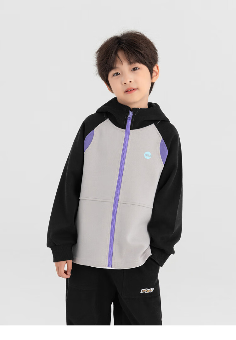 Duoduo Home [Soft and Chewy] Children's 2025 Autumn Three-Color Spliced Hooded Jacket Boys Casual Sports Knit Cardigan 6