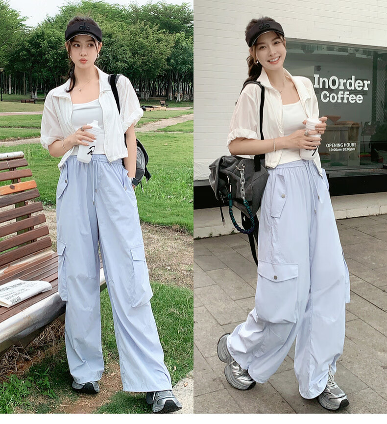 MEIYANG Kongjing Casual Pants, Air-Change UPF100+ Cargo Pants [Small 70 in Stock], Blue-Purple Extended Version, XL 29