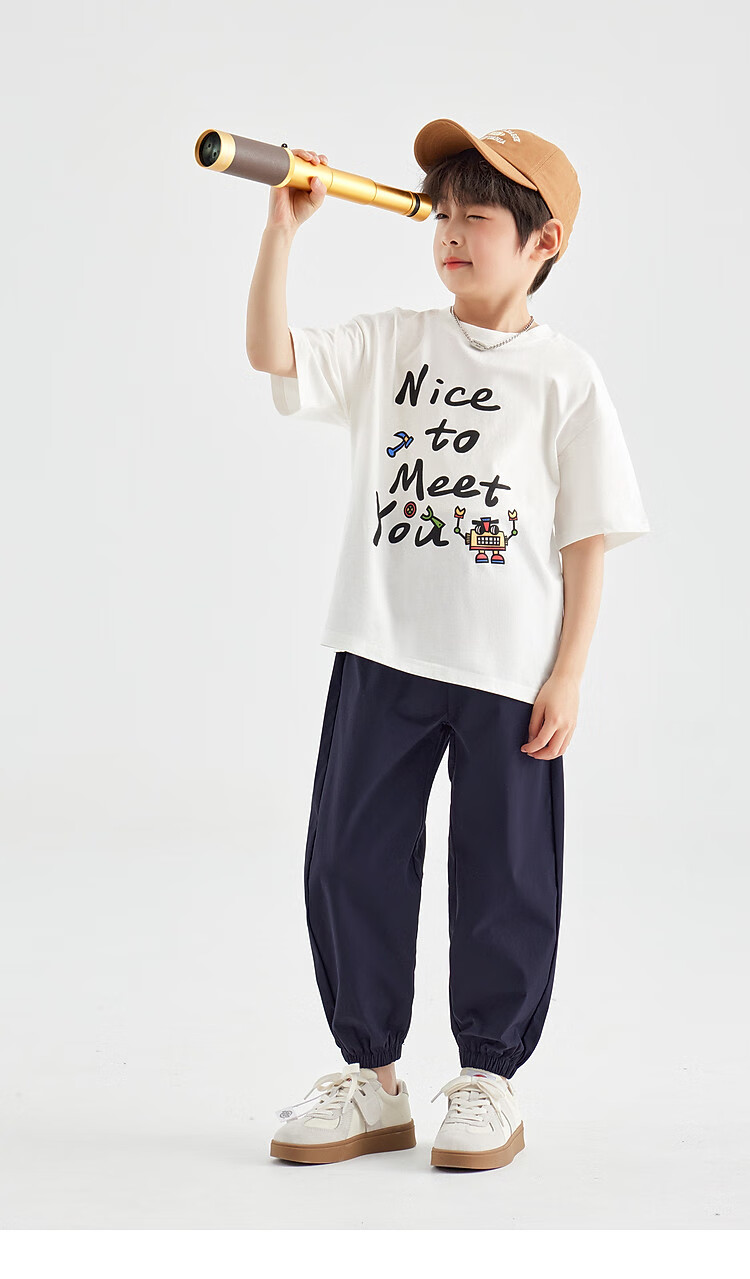 Duoduo Home [Skin-friendly Cooling, Breathable] Boys' T-Shirt 2026 Summer Children's Comfortable Cotton Loose Fit Crew Neck Short Sleeve 25
