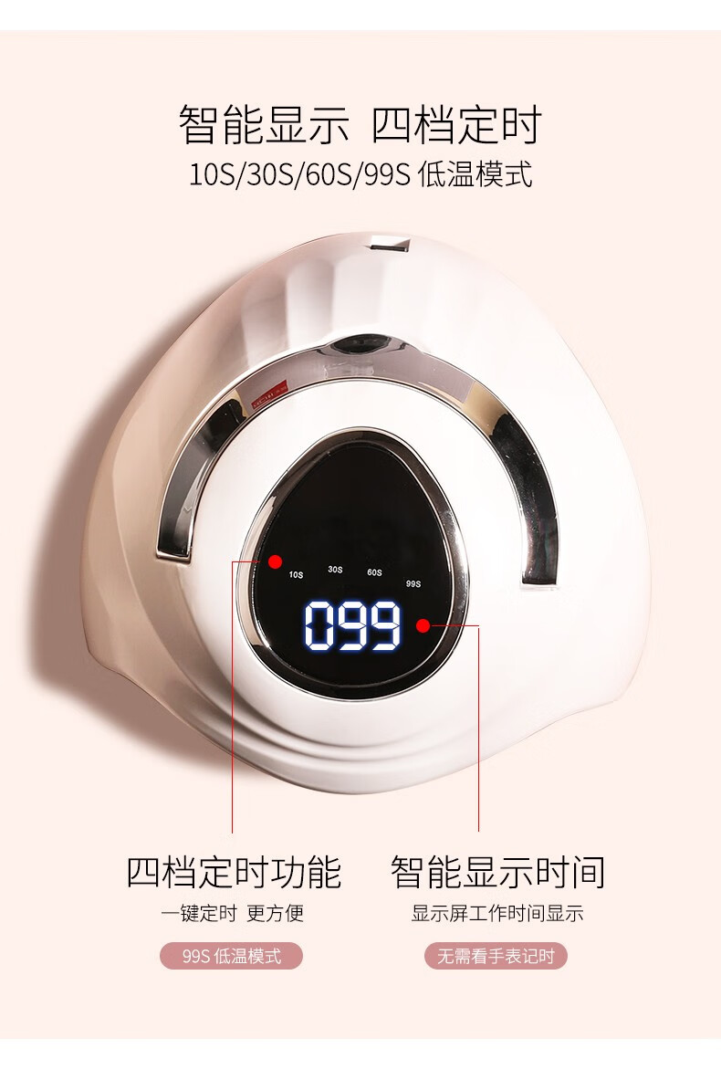 超萌色 美甲灯家用光疗机烤灯速干不黑手美甲店指甲油专用led光疗灯美甲 USB阳光1号-白色（48w）