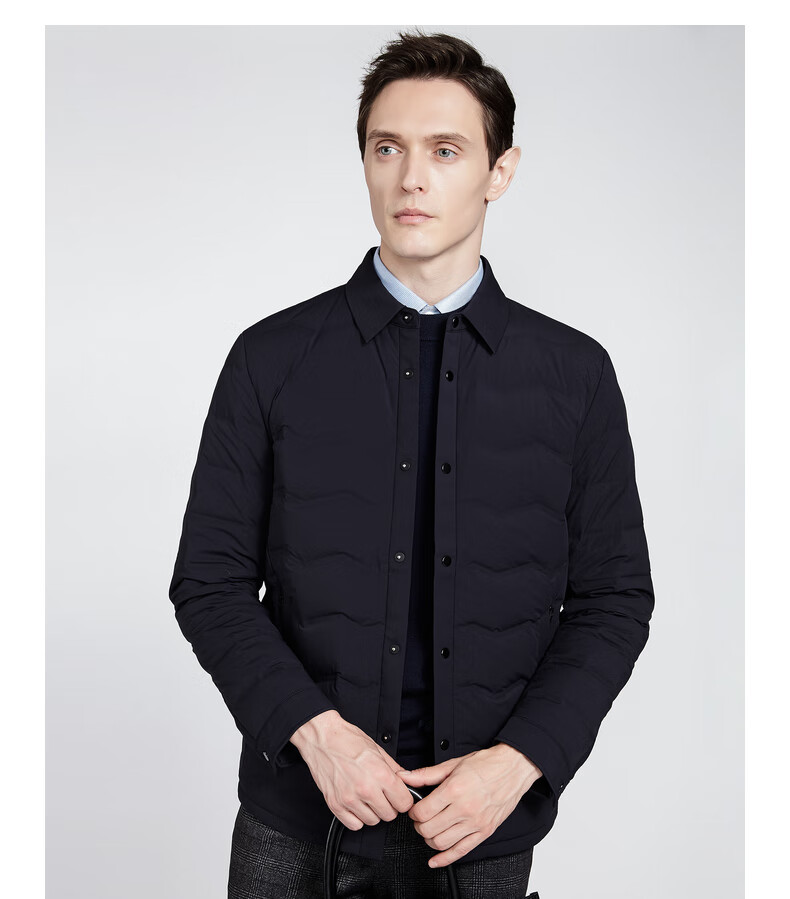 satchi沙驰男装商场同款男士羽绒服秋冬新款波浪纹鸭绒商务翻领易打理