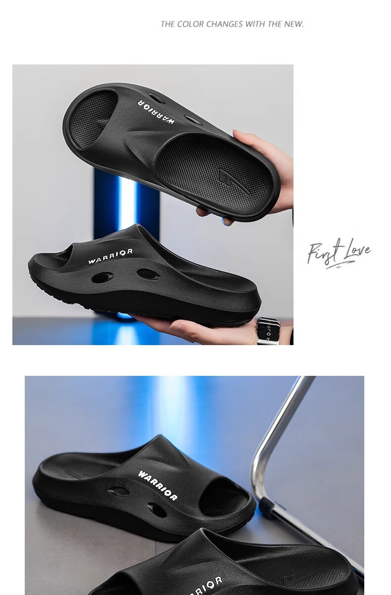 Huili Sports Slippers for Men, Summer Outdoor Wear, Non-Slip Beach Sandals, EVA Bathroom Shower Slide Sandals, Gray, Size 40-41 9