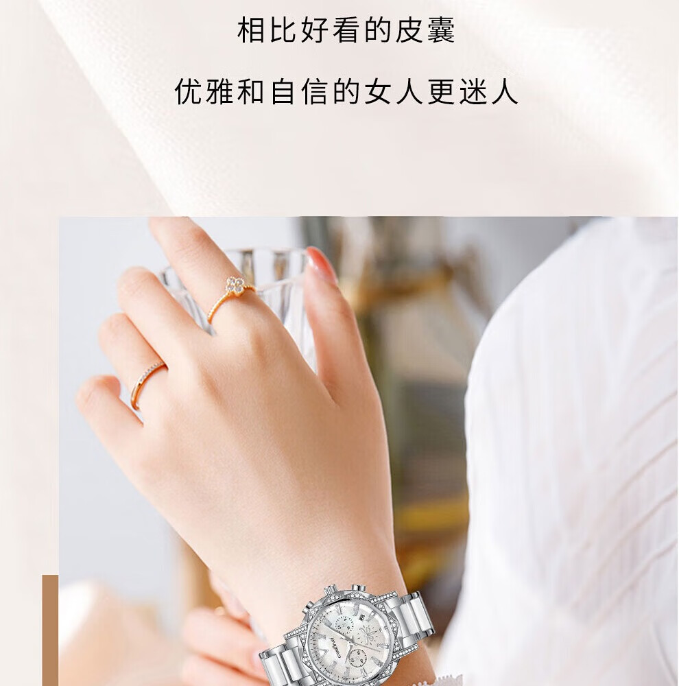 COMLORVEI Star And Moon Goddess Watch with Diamond Accents, Shiny Luxury Wristwatch, British Watch for Women, Gift for Girlfriend 684 7