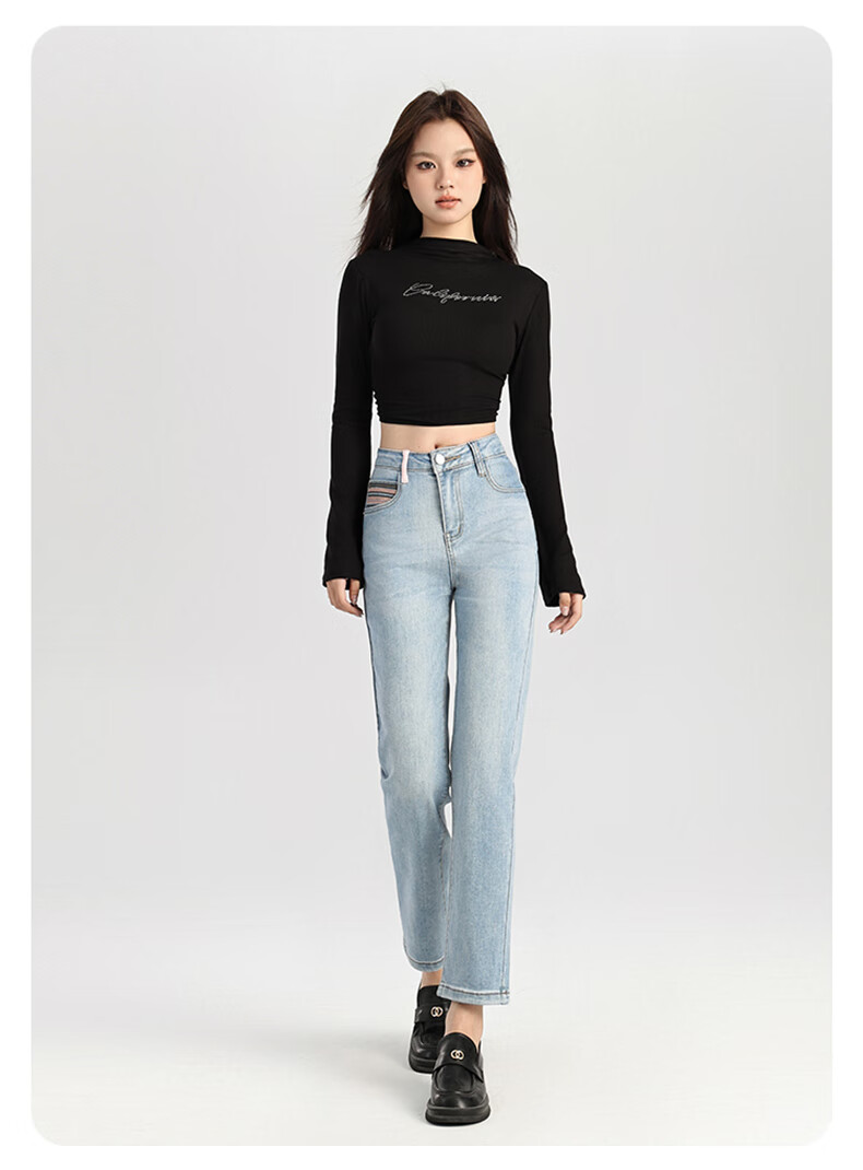 Romon High Waist Wide Leg Jeans Women American Vintage Loose Flared Pants Retro Blue M 20