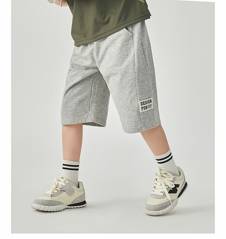 Duoduojia Boys' Sports Shorts, Summer 2026, for Older Children, Moisture-Wicking And Breathable, Pure Cotton Mid-Length Shorts, Children's Loose Six-Point Knit Pants 6