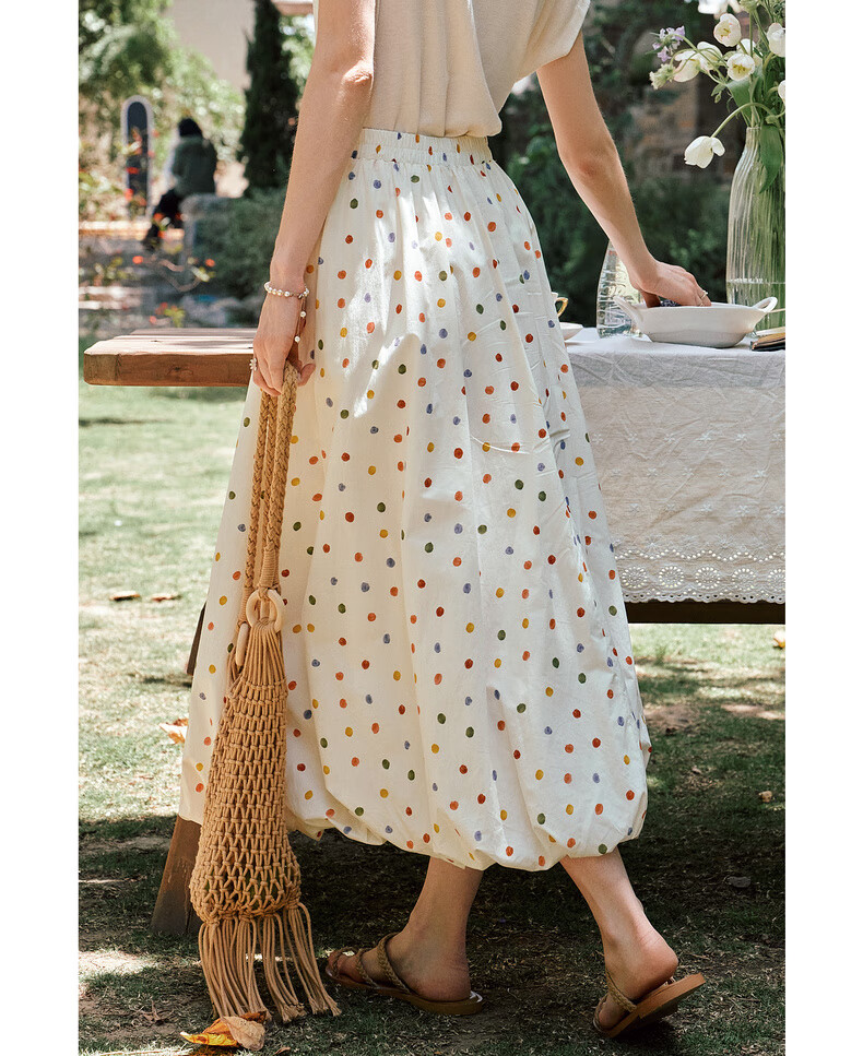 Olrain Polka Dot Peplum Skirt Elastic Waist Summer Women's Skirt Polka Dot L 16
