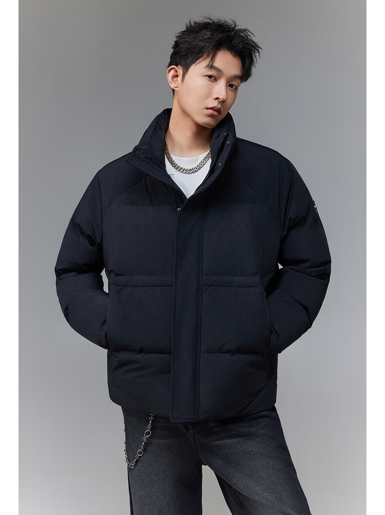 CABBEEN Moon Surface Graffiti Print Single Fabric Down Jacket with Detachable Hood Milk Silk Windproof Sleeves Winter Down Coat 2