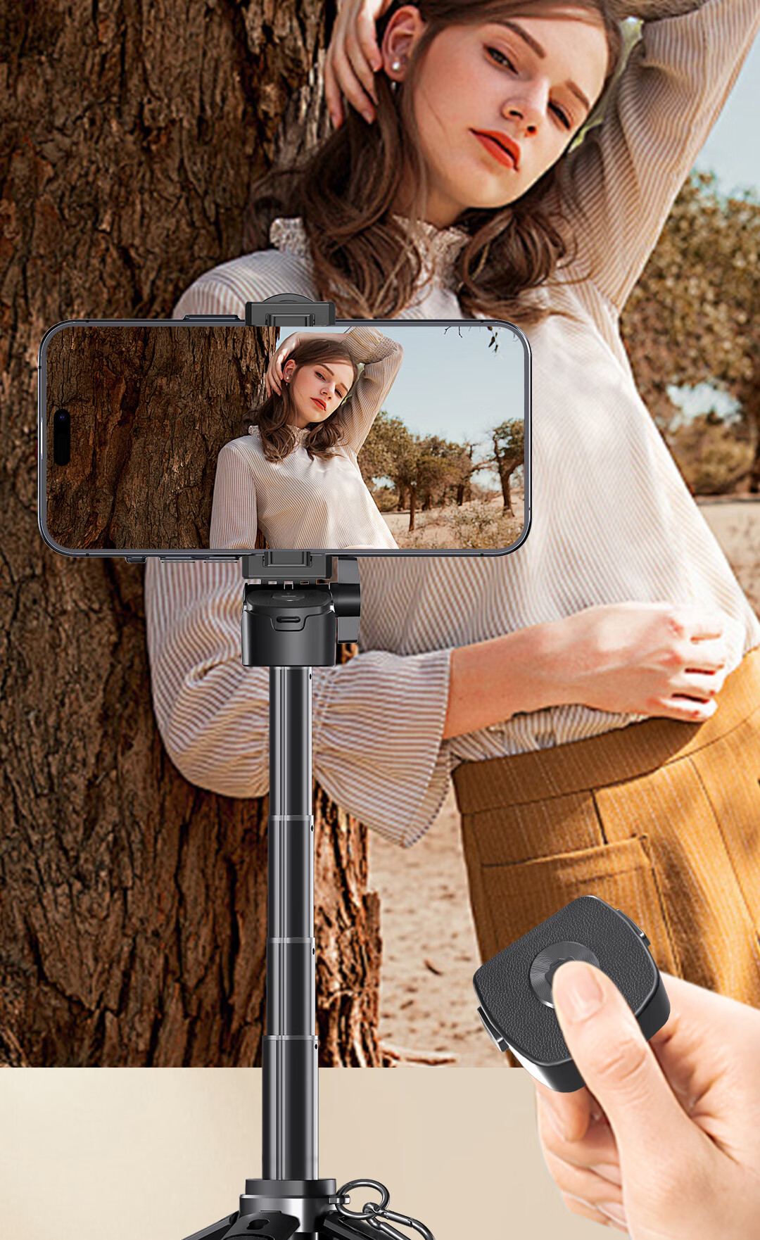 FUNSNAP P30 Мини селфи-палка-штатив с зумом, портативный, 360° вращение, для прямой трансляции и путешествий