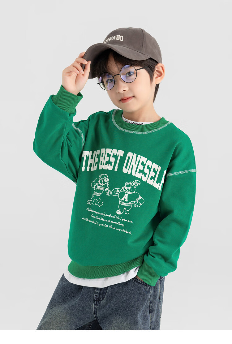 Duoduojia Boys' Casual Sports Sweatshirt, Spring And Autumn 2026 Style, Loose-Fitting Top, Comfortable Autumn Wear, Fashionable Children's Base Layer Pullover 29