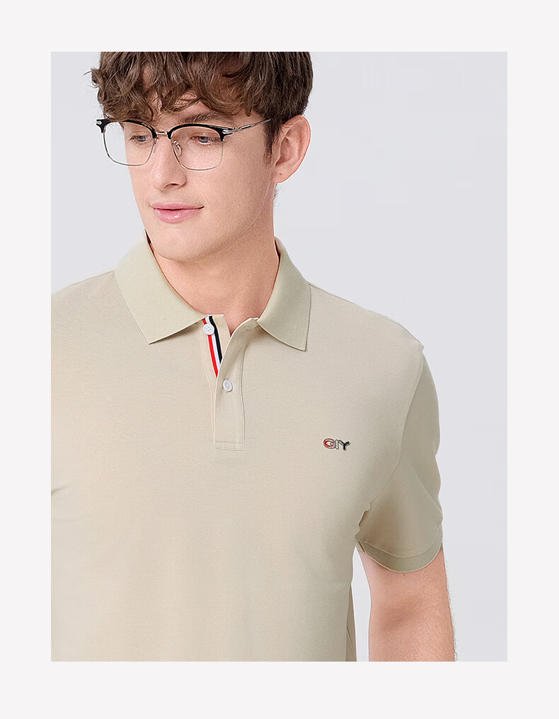 Goldlion GY Short Sleeve Polo Shirt Spring Summer Men's Casual Collared T-Shirt Mulberry Silk TSF0052-PT051 Light Pink 2XL 14