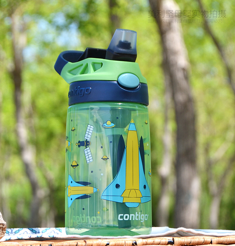 美国contigo康迪克儿童学生水壶宝宝防漏水杯 【20年新款】鲨鱼蓝色