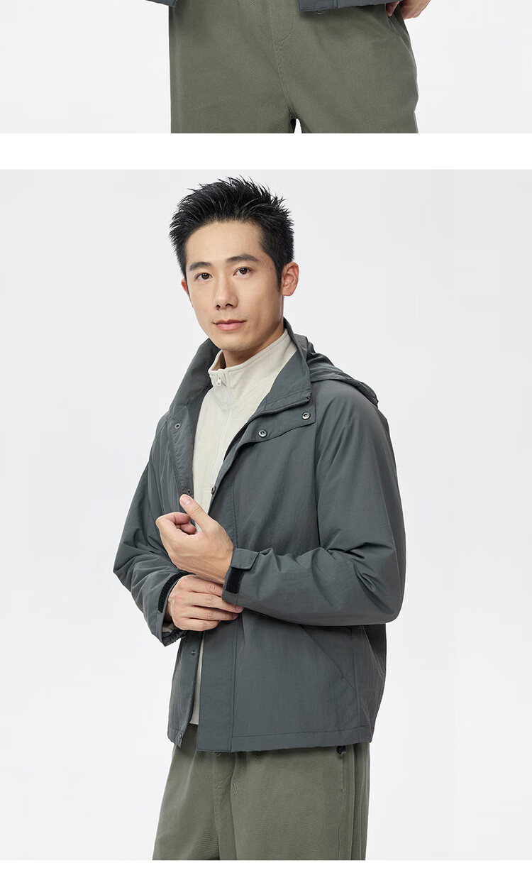 Giordano Lightweight Windproof Jacket Men Autumn Winter Mesh Raglan Sleeve Hooded Windbreaker 13075130 14