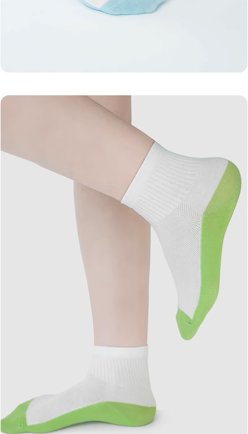 Mianmanman Kids Socks Summer Thin Xinjiang Cotton Mesh Breathable Antibacterial Mite-Resistant Sweat-Absorbing Mid-Calf Socks 5 Pairs 19