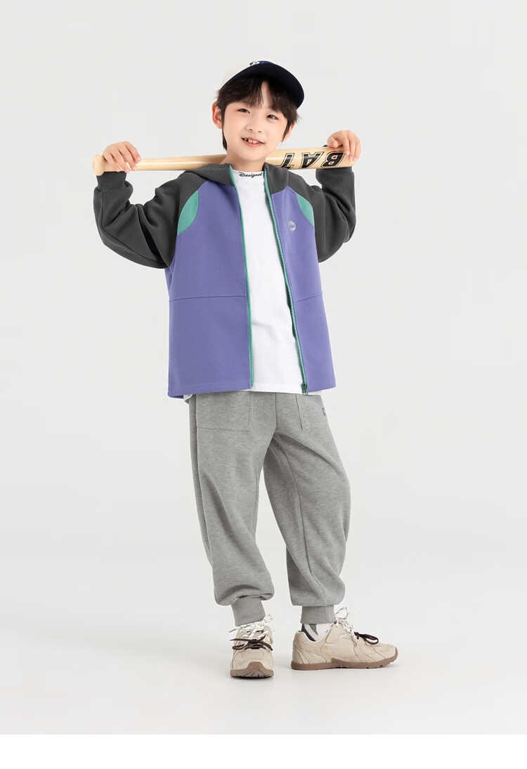 Duoduo Home [Soft and Chewy] Children's 2025 Autumn Three-Color Spliced Hooded Jacket Boys Casual Sports Knit Cardigan 31