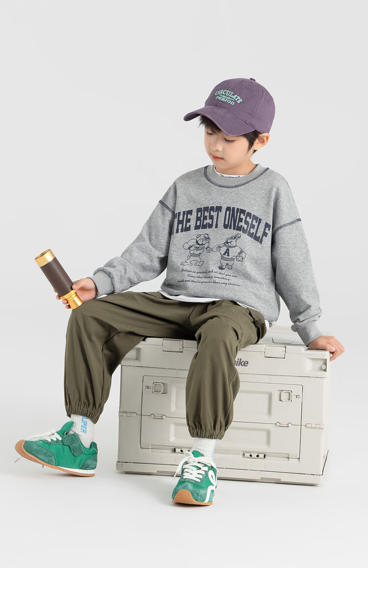Duoduojia Boys' Casual Sports Sweatshirt, Spring And Autumn 2026 Style, Loose-Fitting Top, Comfortable Autumn Wear, Fashionable Children's Base Layer Pullover 22