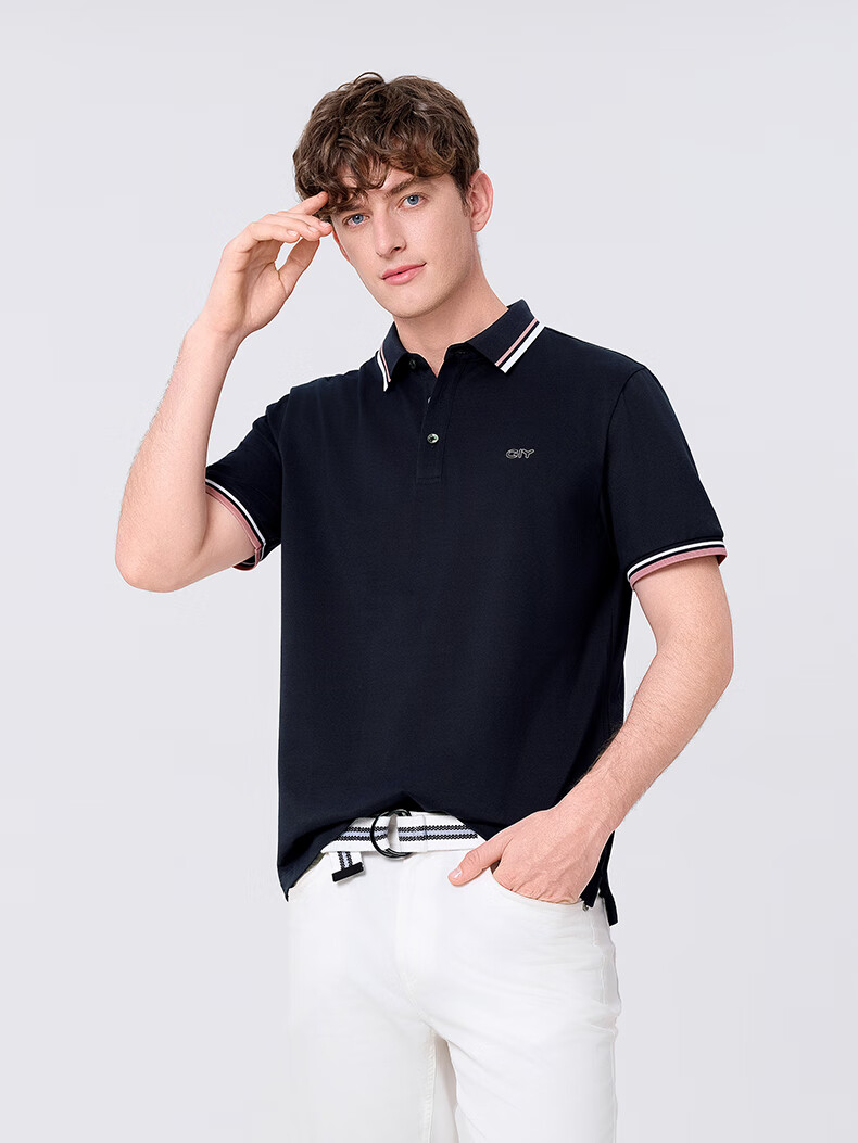 Goldlion GY [Cool Touch] Men's Polo Shirt, Short Sleeve, Summer New Style, Casual Versatile Collared T-Shirt, White, XL 18