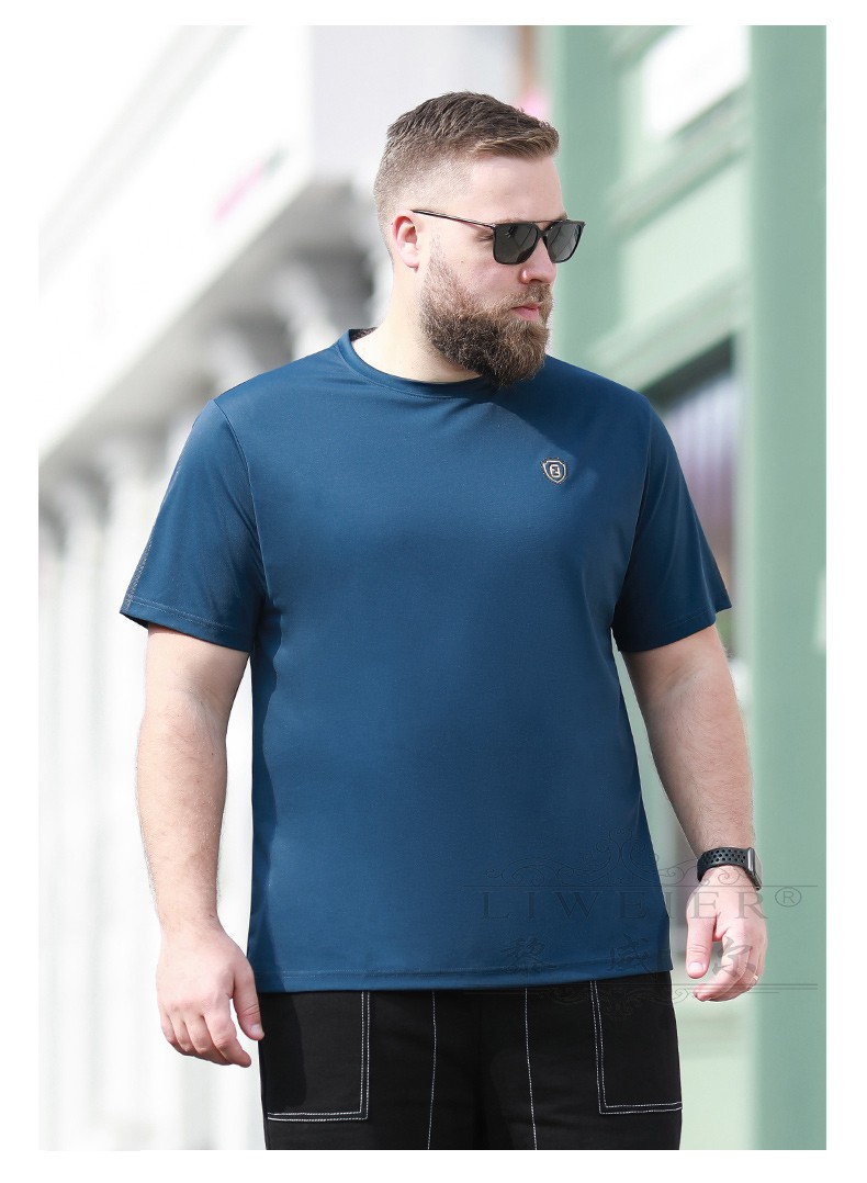 黎威尔轻奢品牌男装肥佬短袖t恤夏季大码短袖冰丝加肥加大胖子休闲