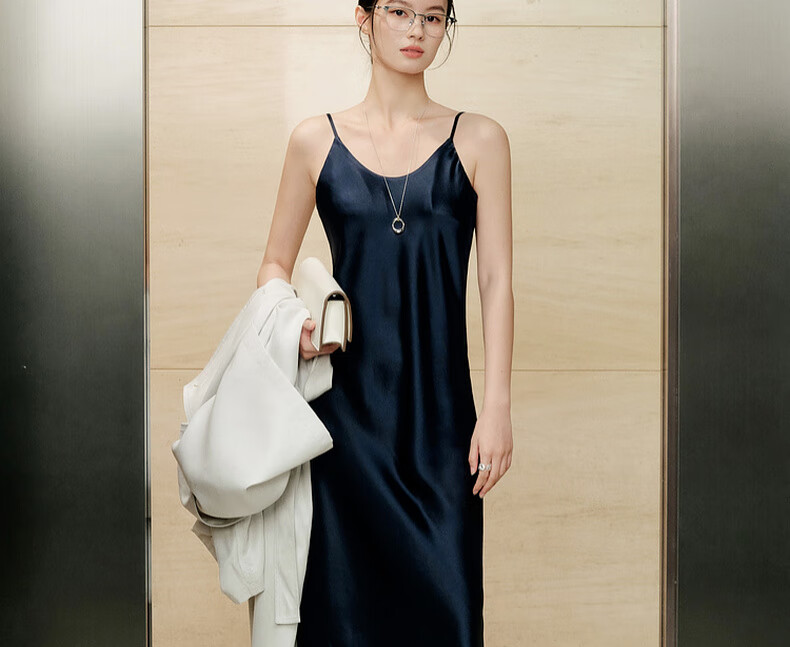 MEIYANG Waltz Dress, Elegant Beauty Acetate Spaghetti Strap Dress, Pearl Gray Extended Version, XL 6