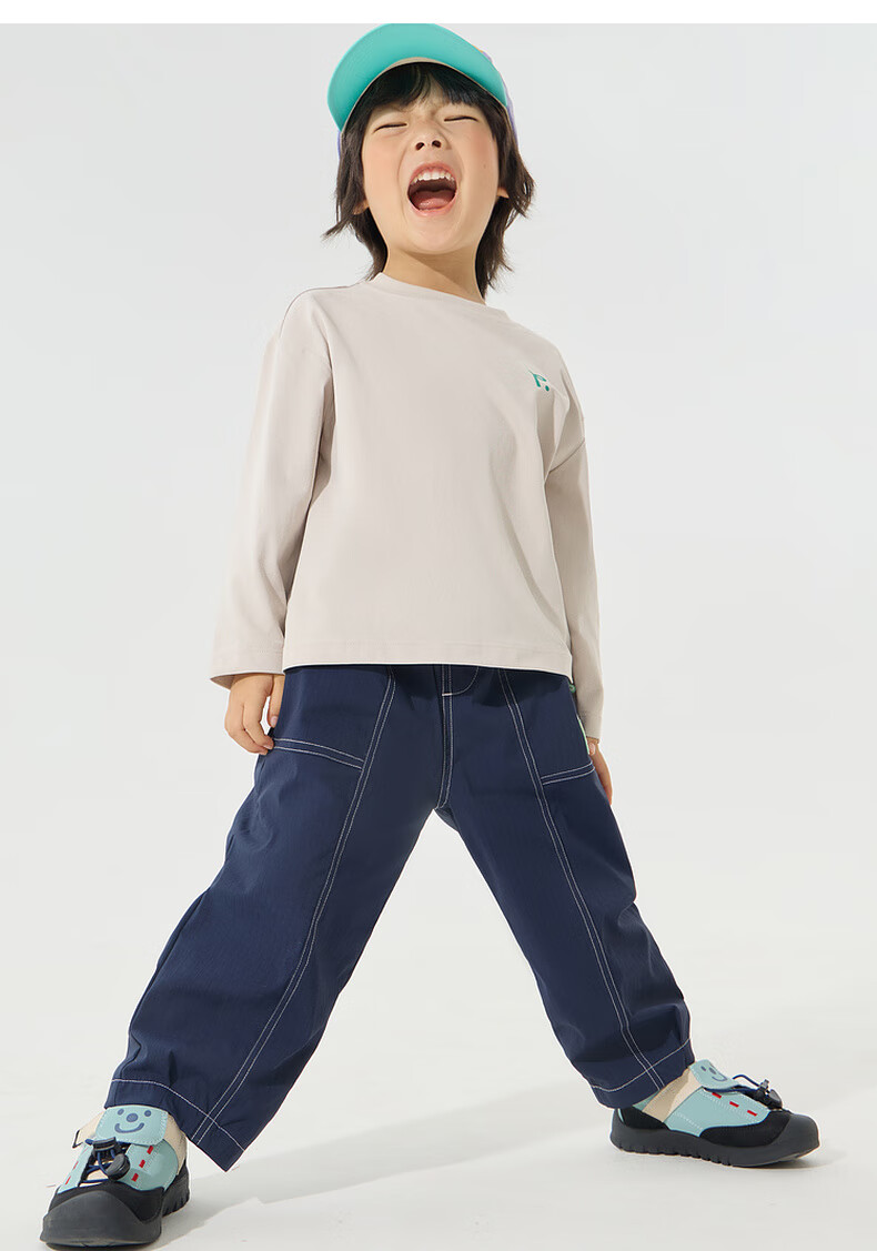 Papa PaPa Spring Children's Pants Boys' Pants Girls' Sports Pants Loose Fit Jogger Pants Three-Proof Casual Pants 4
