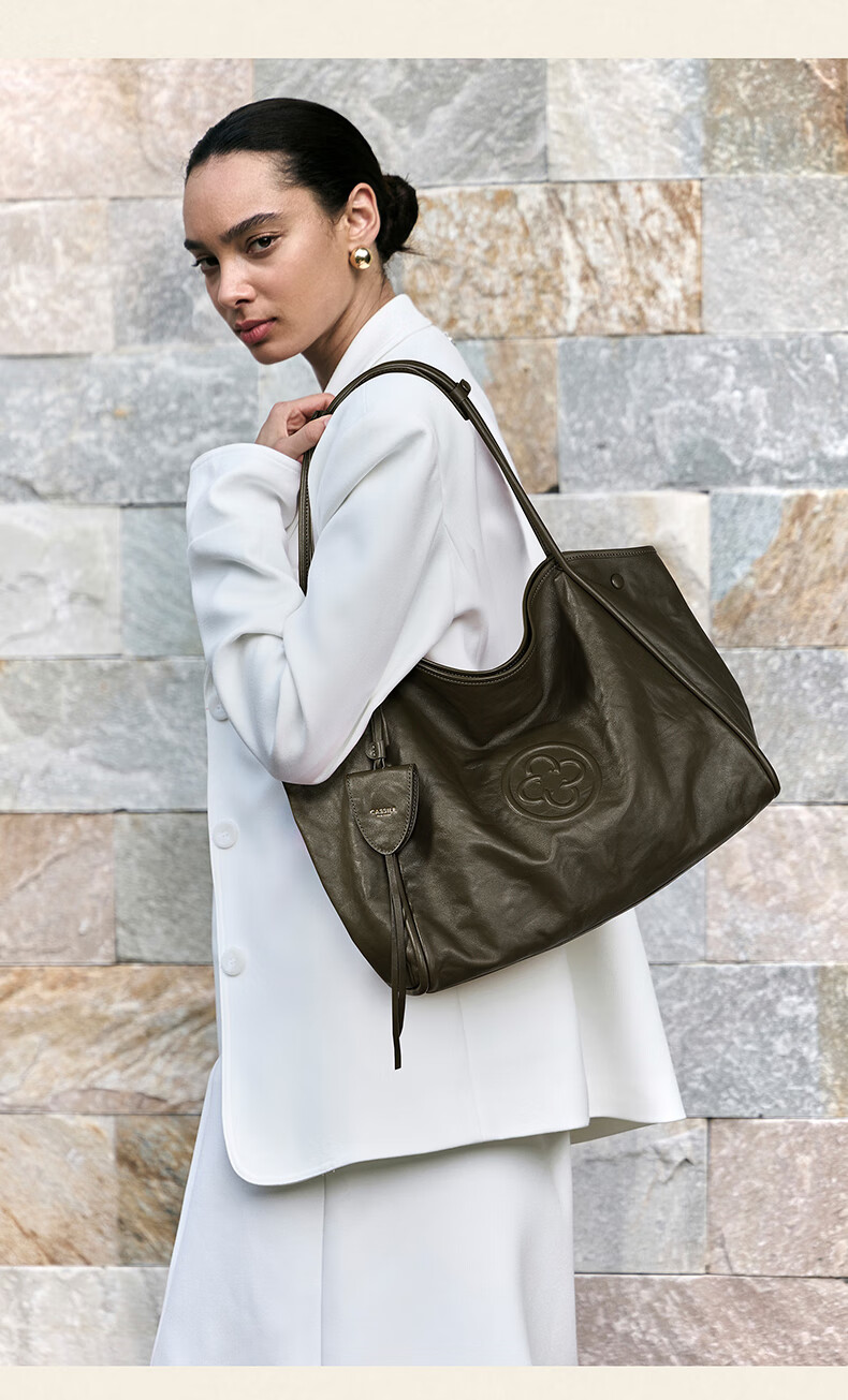 CASSILE Handbag for Women, Vegetable Tanned Cowhide Leather, Large Capacity Light Luxury Shoulder Bag, 520 Gift 6