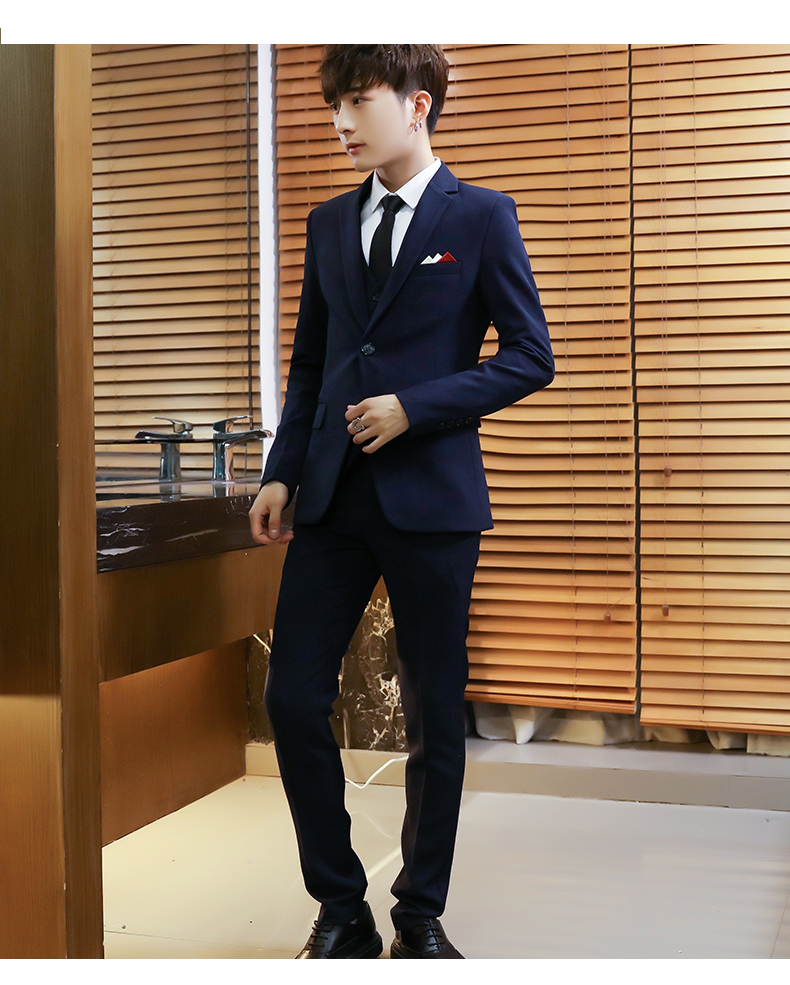 男士西服套装三件套商务正装职业小西装韩版修身伴郎新郎结婚礼服