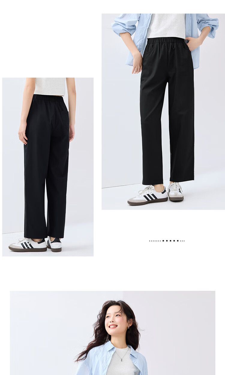 Giordano Outdoor Women's Summer Wear, High-Tech Cooling Antibacterial Elastic Waist Straight-Leg Cropped Pants 05425063 18