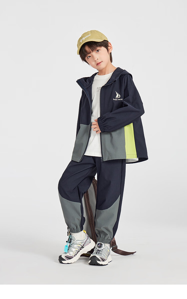 Duoduo Boys Trendy Spring Autumn Set Outdoor Softshell Jacket and Sports Pants Kids Stylish Patchwork Two-Piece 15
