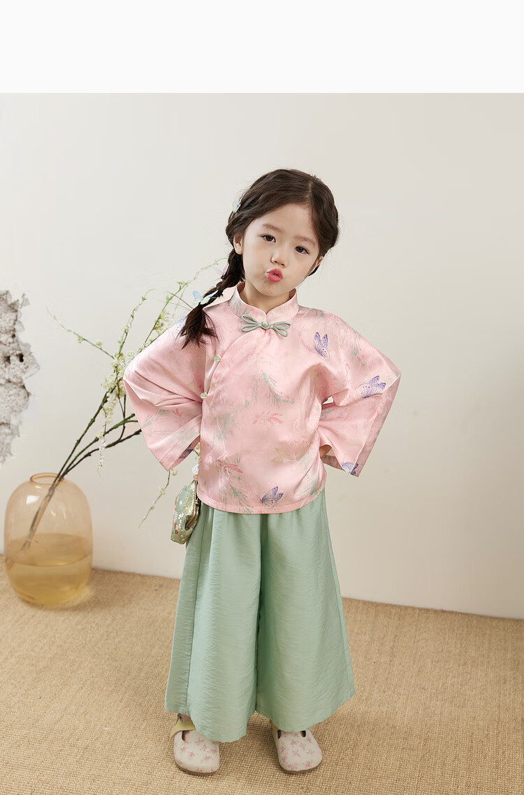 LUSON Little O Baby Girl, New Chinese-Style Outfit for Girls, Autumn 2025 Chen Da Zhu Children's National Style Two-Piece Set 5