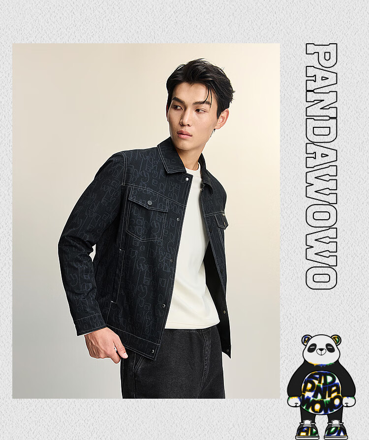 HLAHLA Men's Jacket Panda Wowo Panda Print Coat Spring Autumn 6