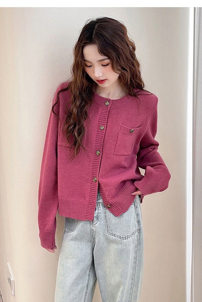 TonLion 2025 Autumn Winter New Small Fragrance Style Cardigan Sweater Women Round Neck Gentle Temperament Knitwear 11