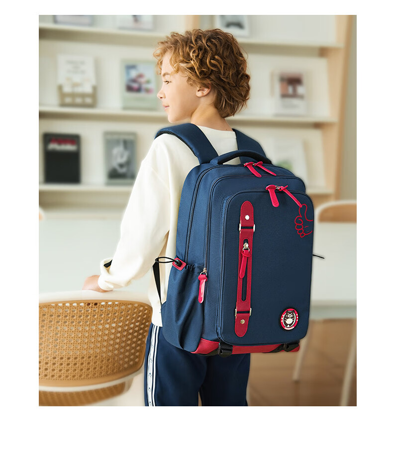 Almost Bear Middle School Student Backpack Boys Lightweight Load-Reducing Spine Protection Elementary School Girls Multi-Compartment Large Capacity Backpack for Grades 3 to 6 12