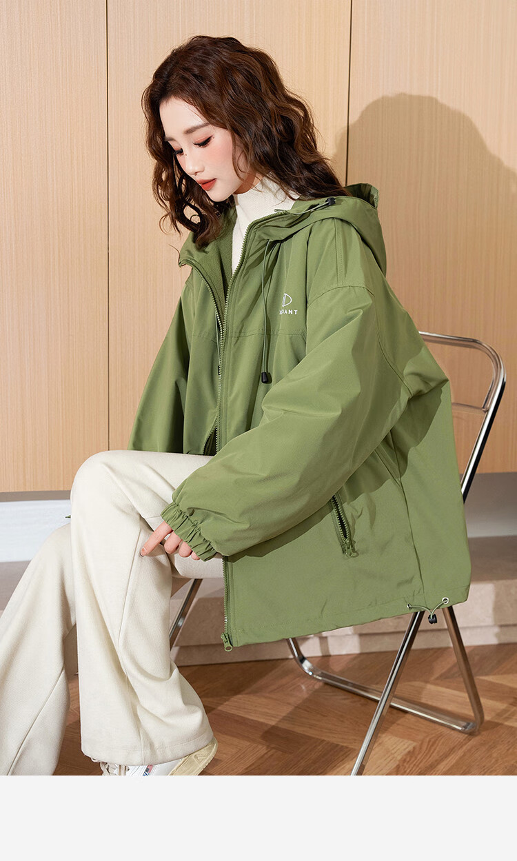 TonLion 2025 Autumn Women's Hooded Three-Proof Composite Fleece Work Jacket 10