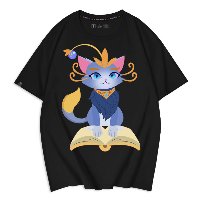 游戏周边联名英雄lol联盟纯棉短袖t恤q版魔法猫咪悠米夏款衣服男 粉色