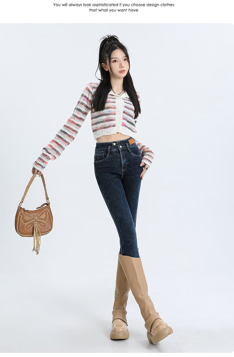 Romon High Waist Slim Fit Women's Summer Skinny Stretch Black Denim Pencil Pants Size 31 16