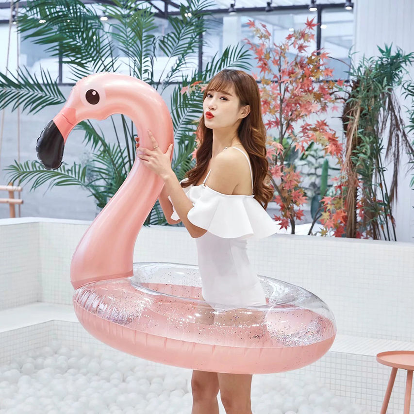 6015游泳圈女大人大号浮圈爱心美人鱼火烈鸟温泉沙滩旅游拍照网红