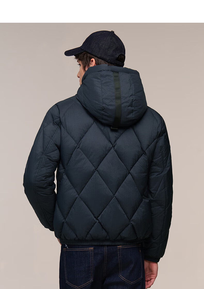HAZZYS Men's Winter Goose Down Hooded Quilted Short Thick Jacket ASFZU0CDX07 14