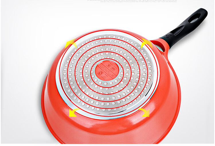 LOCK&LOCK Colorful Low-Oil Non-Stick Frying Pan with Salt Flat Bottom Ceramic Pan for Induction And Gas Stoves, Red, 28cm 13