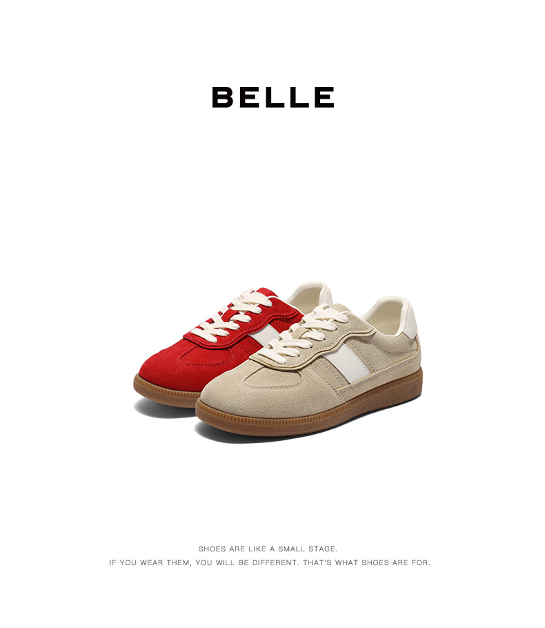 Belle Women's Shoes, Retro Forrest Gump Shoes, Training Shoes, Spring Simple Comfortable Versatile Casual Sneakers, B2685CM5, Apricot Color, Size 38 14