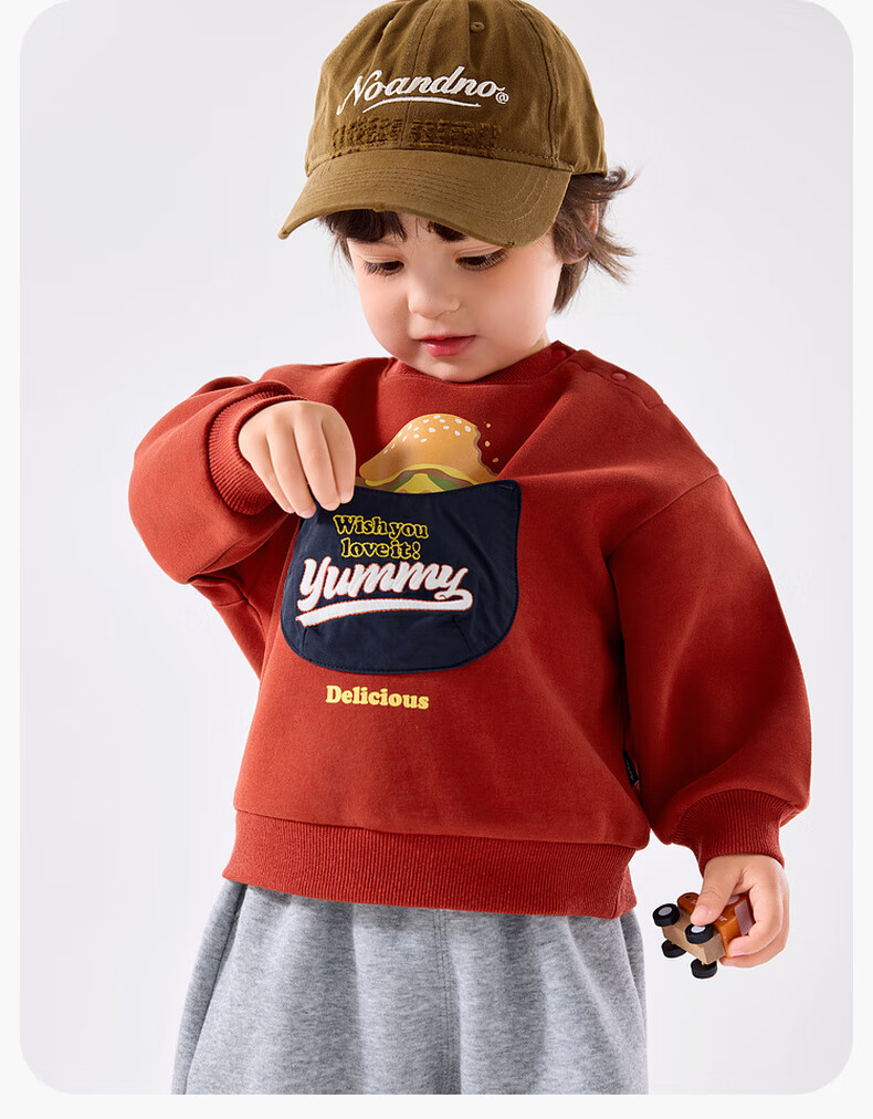 Dudujia Children's Cartoon Sweatshirt, Autumn Baby American Retro Top, Boys And Girls Fashionable Printed Hoodie, Red, Size 100 8