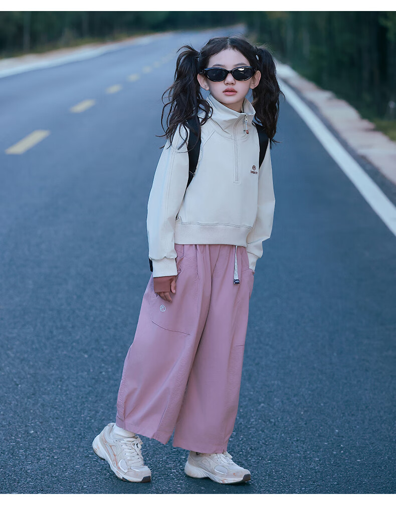 BANDOCIN Girls' Casual Pants for Spring And Autumn, Solid Color Stylish Mid-To Kids New Spring And Fall Sports Trousers, Berry Pink, Size 160 9