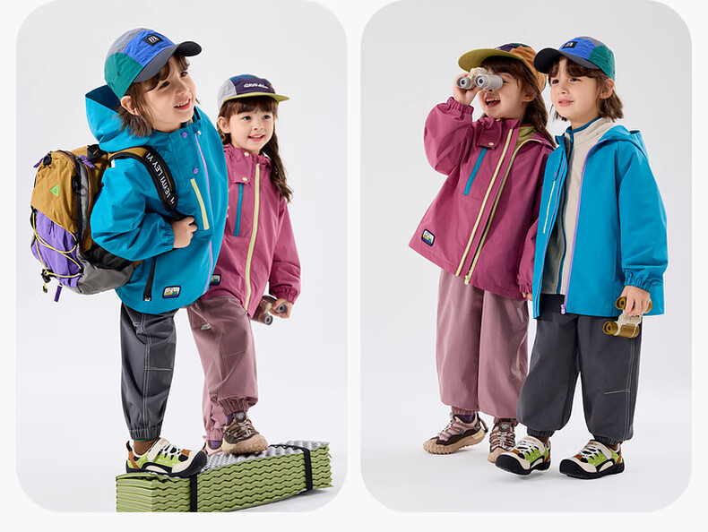 Dudu Kids [Three-Proof Softshell] Baby Three-Way Wear Autumn Boys' Outdoor Jacket Autumn Girls' Top Children's Fashion Pink 100 17