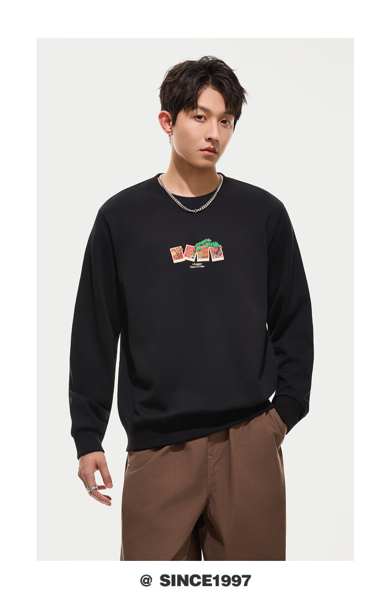 CABBEEN [340G Pure Cotton Sweatshirt] Men's Metal Thread Embroidery Sweatshirt, Comfortable Soft Warm Autumn Long-Sleeve Sweatshirt 3
