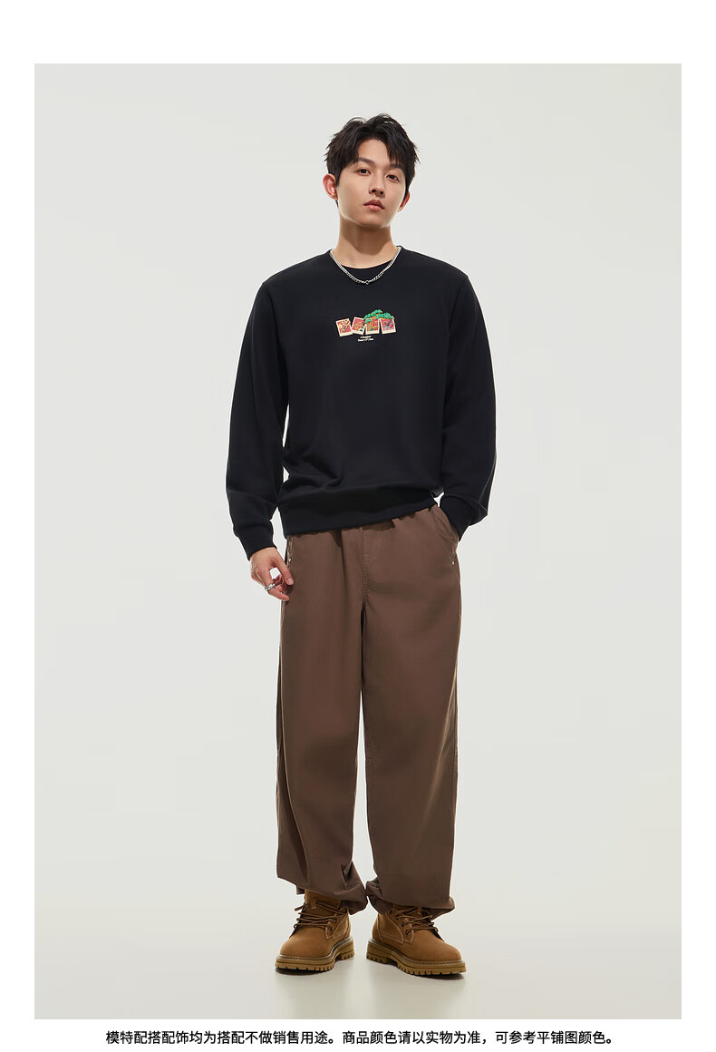 CABBEEN [340G Pure Cotton Sweatshirt] Men's Metal Thread Embroidery Sweatshirt, Comfortable Soft Warm Autumn Long-Sleeve Sweatshirt 8